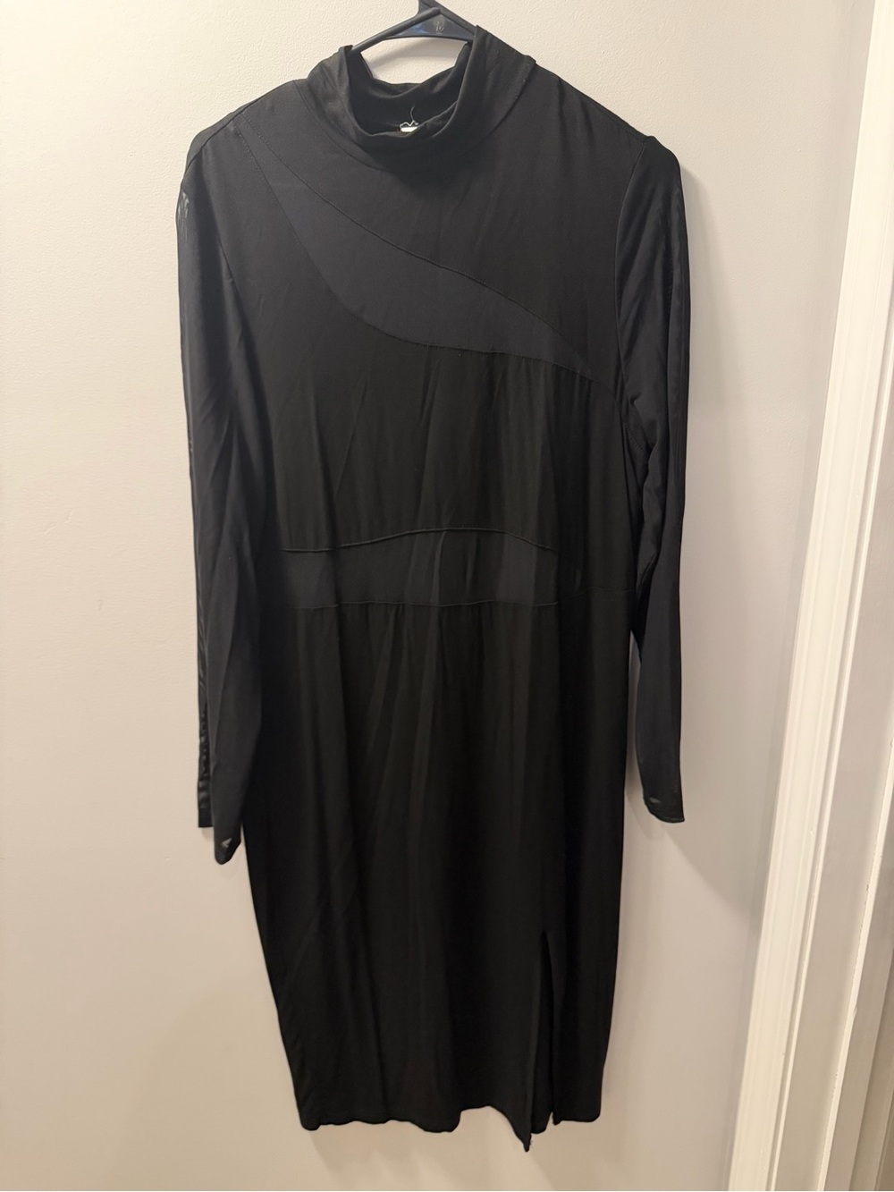Black Long Sleeve Turtleneck Midi Dress